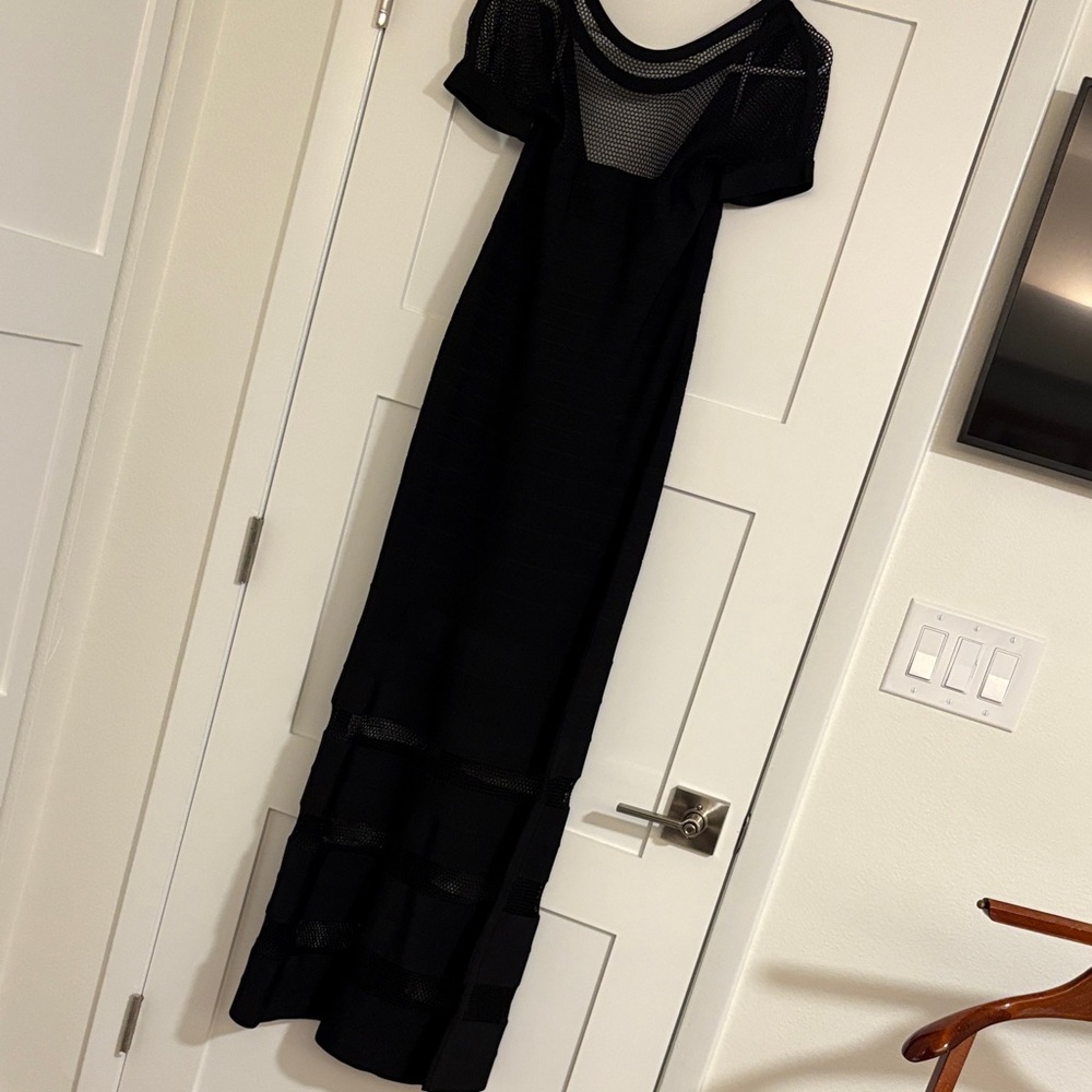 Herve Leger Black Mesh Panel Prom Dress